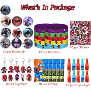 Superhero Spider Birthday Party Favors Supplies Set Include 10 Button Pins 10 Key Chains 10 Silicone Bracelets 50 Stickers $3...