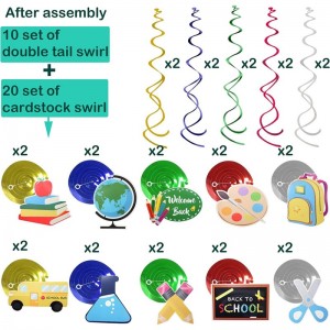 Back to School Decorations 30 Set Welcome Back to School Party Swirl Ceiling Hanging Decor for First Day of School Preschool ...