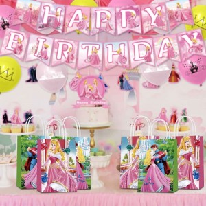 16 Pcs Sleeping Beauty Gift Bags Party Favor Bags for Princess Aurora Theme Birthday Party Decorations Goody Bags Candy Sleep...