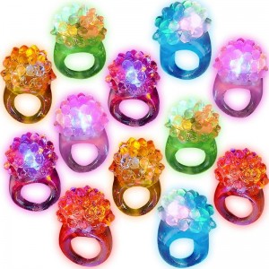 Light Up Bumpy Rings for Kids Set of 12 Flashing Accessories for Boys and Girls in Assorted Colors Light-Up Party Favors for ...
