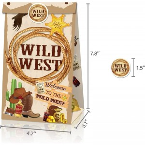 12 Pack West Cowboy Theme Party Gift Bags for Kids Girls Cowboy Themed Birthday Party Supplies Candy Treats Goodies Favors Ba...