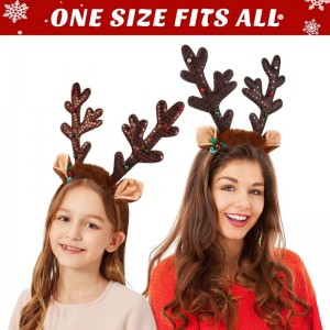 Christmas Antler Headband Reindeer Antlers Headband Deer Antler Headband Glitter Reindeer Hair Hoop $26.35 Kids' Party Hats