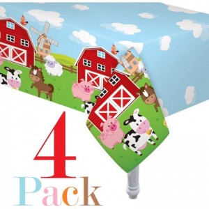 4 Pack Table Cover Farm House Fun Barnyard Animals Party Table Cloth Farm Animal Barn Themed Party Supplies Tablecover $24.06...
