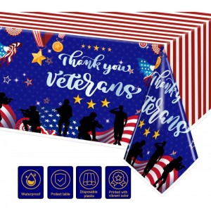 3 Pieces Veterans Day Decorations Tablecloth Thank You Veterans Tablecover American Flag Patriotic Soldier Veterans Day Table...