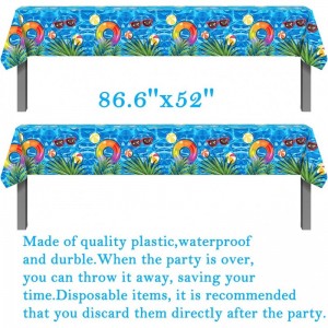 2Pcs Pool Party Decorations Table Covers - Summer Hawaiian Swimming Baby Shower Birthday Pool Party Decor Supplies Favors Pla...