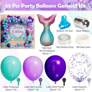 Mermaid Party Decorations & Disposable Dinnerware(Serve 25) Girl Birthday Baby Shower All-in-One Party Supplies Set Includes ...