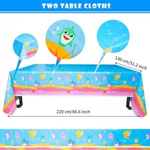 Little Shark Birthday Decorations Ocean Theme Party Supplies for 16 Guests Party Plates Cups Napkins Set 2 Large Tablecloths ...