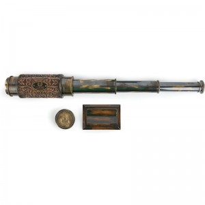 Handcrafted Telescope with Wooden Stand Functional Vintage Brass Nautical Antique Replica Pirate Telescope Spyglass for Kids ...