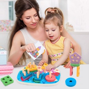 Montessori Toys for 1 2 Year Old - Toddler Wooden Sorting and Stacking Toys for Boys & Girls - Shape Sorter Color Recognition...