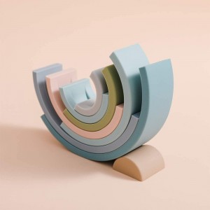 Silicone Rainbow Stacking Toy Color Sorting Toys 8 Pcs Stacking Game Rainbow Stacker Shape Matching Learning Montessori Toy E...