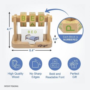 Real Wood Spin and Read Montessori Phonetic Reading Blocks Combines Spelling Blocks with Phonics flashcards for a Frustration...