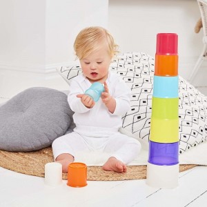 Stacking Cups Sensory Problem-Solving and Hand-Eye Coordination Baby Toy 10 Colorful Cups with Numbers Amazon Exclusive by Ju...