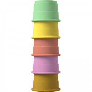 Soft Silicone Stacking Cups Toy 5 PCS Montessori Toys for 10+ Months Toddlers Building Toys Nesting Cups Toys for Educational...