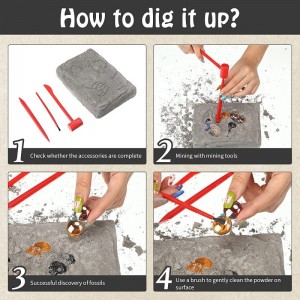 Christmas Gems Dig Kit Gemstone Excavation Kit Mining Toy Excavate 17 Gems and Shells Educational Digging Toy Science Kit wit...