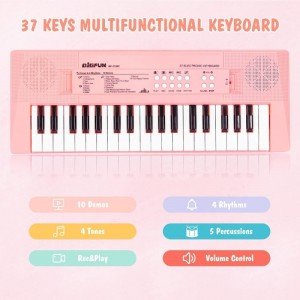 Piano Keyboard with Microphone Portable Music Piano for Girls Electronic Keyboards Toy with 10 Demos/ 5 Drums / 4 Rhythms 37 ...