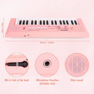 Piano Keyboard with Microphone Portable Music Piano for Girls Electronic Keyboards Toy with 10 Demos/ 5 Drums / 4 Rhythms 37 ...