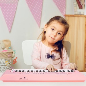 Piano Keyboard with Microphone Portable Music Piano for Girls Electronic Keyboards Toy with 10 Demos/ 5 Drums / 4 Rhythms 37 ...