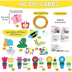 40 Packs Flowers Bug Craft Kits for Kids DIY Spring Crafts for Kids Sticker Art Craft for Early Education Insect Craft Set fo...