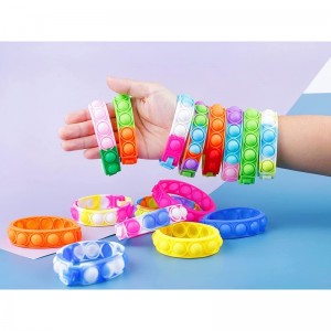 80Pcs Pop Bracelet Fidget Toy Wearable Fidget Bracelets Push Poping Bubble Sensory Toys Stress Relief Finger Press Silicone W...