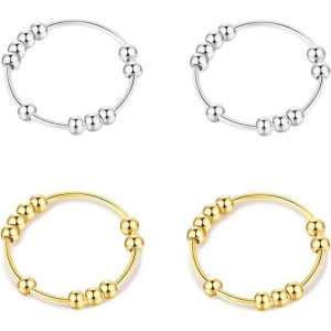 4PCS Anti Anxiety Ring Fidget Ring for Women Men with Beads Spinner Worry Stress Relief Ring Gift Girls $15.15 Fidget Toys
