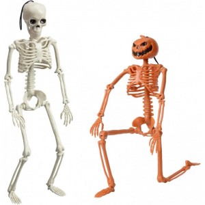 2Pcs Posable Halloween Skeletons 15'' Full Body Skeleton with Movable Joints for Halloween Props Decoration $27.72 Gags & Pra...