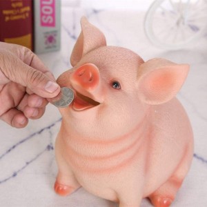 Resin Cute Pig Piggy Bank Coin Bank for Girls Boys Adults (Big) $29.72 Kids' Money Banks