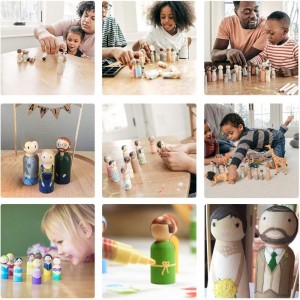 80 PCS Wooden Peg Dolls Peg People Wooden Peg Figures Natural Unpainted Wood Figures Decorative for Kids Crafts Projects Pain...