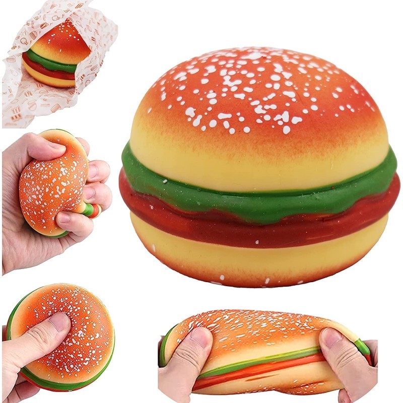 Decompress and Stress Stretch Hamburger Toy Slow Rising Squishy Squeeze Toys Super Soft Stress Relief Toys Hamburger Party Fa...