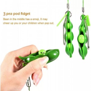 Pack Fidget Bean Toy Squeeze-a-Bean Toys Extrusion Bean Pea Soybean Stress Relieving Chain Toys Funny Facial Expression Edama...