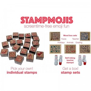 Emoji Stamps - Favorites Wooden Rubber Stamp Set w/ 4-Color Ink Pad | Great Educational Toys Art Set Craft Kit Teacher Gifts ...