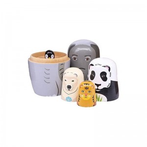 Russian Nesting Dolls Matryoshka Dolls Panda Polar Bear Elephant Penguin Tiger Wooden Stacking Dolls for Kids Handmade Cute C...