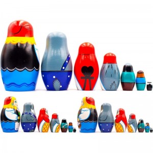 Nesting Dolls Set of 7 pcs - Matryoshka Dolls with Russian Folk Tale Little Red Riding Hood - Russian Dolls - Little Red Ridi...