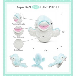 DolliBu Dolphin Plush Hand Puppet for Kids - Soft Plush Stuffed Animal Hand Puppet Toy for Puppet Show Games Puppet Theaters ...