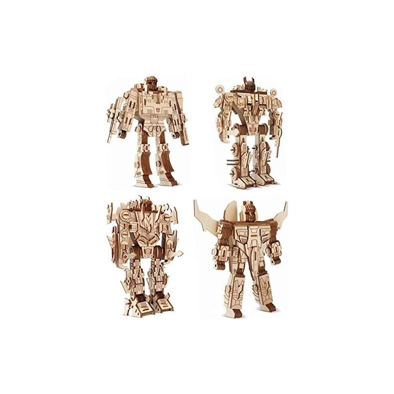 Robot Puzzles 3D Wooden Building Blocks Model Self-Assembly Craft Kit DIY Brain Teaser Toys Best Gifts for Women & Men(Robot)...