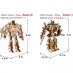 Robot Puzzles 3D Wooden Building Blocks Model Self-Assembly Craft Kit DIY Brain Teaser Toys Best Gifts for Women & Men(Robot)...