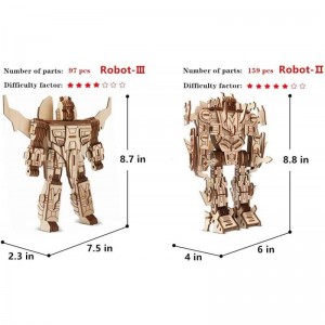 Robot Puzzles 3D Wooden Building Blocks Model Self-Assembly Craft Kit DIY Brain Teaser Toys Best Gifts for Women & Men(Robot)...