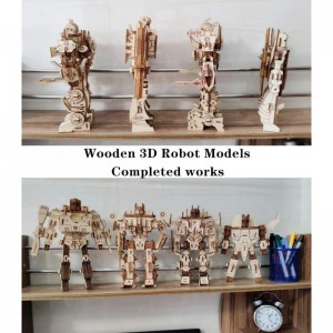 Robot Puzzles 3D Wooden Building Blocks Model Self-Assembly Craft Kit DIY Brain Teaser Toys Best Gifts for Women & Men(Robot)...