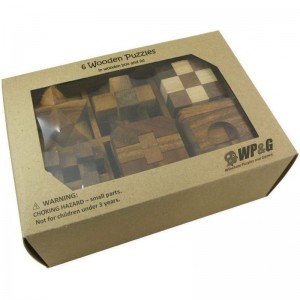 6 Wooden Puzzle Gift Set in A Wood Box - 3D Unique IQ Puzzles $49.47 Brain Teaser Puzzles