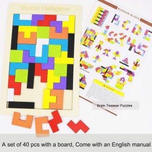 2 Pack Wooden Russian Blocks Puzzle + Hexagon Puzzles for Kids & Adults Wooden Block Puzzle Intelligence Brain Teasers Toy Lo...