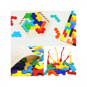 2 Pack Wooden Russian Blocks Puzzle + Hexagon Puzzles for Kids & Adults Wooden Block Puzzle Intelligence Brain Teasers Toy Lo...