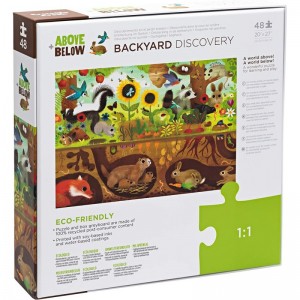 Above + Below Backyard Discovery - 48-Piece Jigsaw Floor Puzzle - for Kids Ages 4 Years and up - Heavy-Duty Box for Storage -...