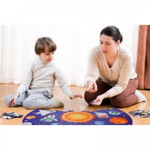 Puzzles for Kids Ages 3-5 4-8 Toddlers Wooden Jigsaw Puzzles 300 Piece Large Round Space Floor Puzzle Learning Educational Pu...