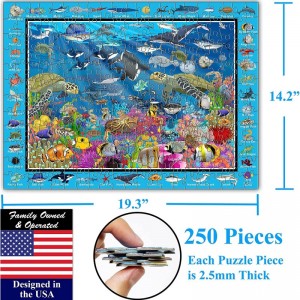 Ocean Life 250 Pieces Jigsaw Puzzle Fun Educational Toy for Kids School & Families. Great Gift for Boys & Girls Ages 8+ to St...