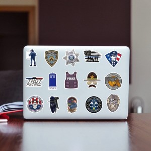 52Pcs Police Officer Badge Name Tag Stickers Pack Funny Cool Vinyl Waterproof Sticker Decals for Water Bottle Skateboard Lapt...