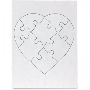 Blank Heart Puzzle for Decorating Jigsaw Activity Use As Party Favors DIY Invites and More - White Sturdy – 6 x 8 Inches 8 Pi...