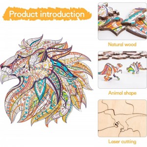 Lion King Wooden Jigsaw Puzzles Toys for Adults and Kids Cartoon Lion Irregular Puzzle Decor Unique Animal Shaped Lion Puzzle...