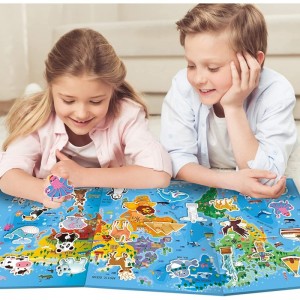 World Map Puzzle for Kids Magnetic World Map Puzzle Magnet Jigsaw Puzzle for Kids Ages 4-8 Learning Educational Toys Homescho...