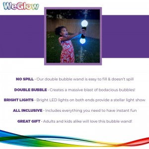 – Light Up Twist Double Bubble Wand for Kids – LED Giant Bubble Blower Machine – Fun Birthday Party Gifts - Batteries Include...