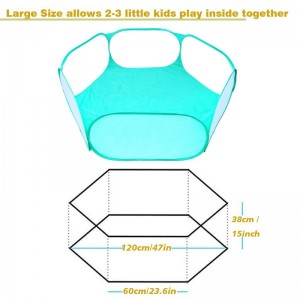 Cute Vivid Green Kids Ball Pit Tent Indoor Outdoor Foldable Design Ball Pit Playpen for Toddlers Pets with Zippered Storage B...