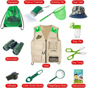 Outdoor Explorer Kit & Bug Catcher Kit with Vest Outdoor Toy Gift for 3 4 5 6 7 8+ Year Old Boys Girls Kids Binoculars Magnif...